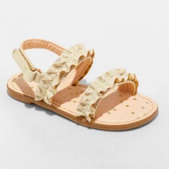 Cat & Jack Other - NWT Cat & Jack Toddler Girl Gold Irisa Slide Sandals Ruffle Size 9